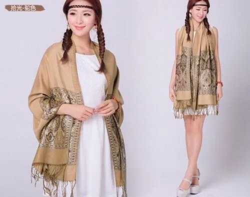 Бесплатная доставка! Новинка цвета шампанского пашмины 100% кашемир женские шарфы