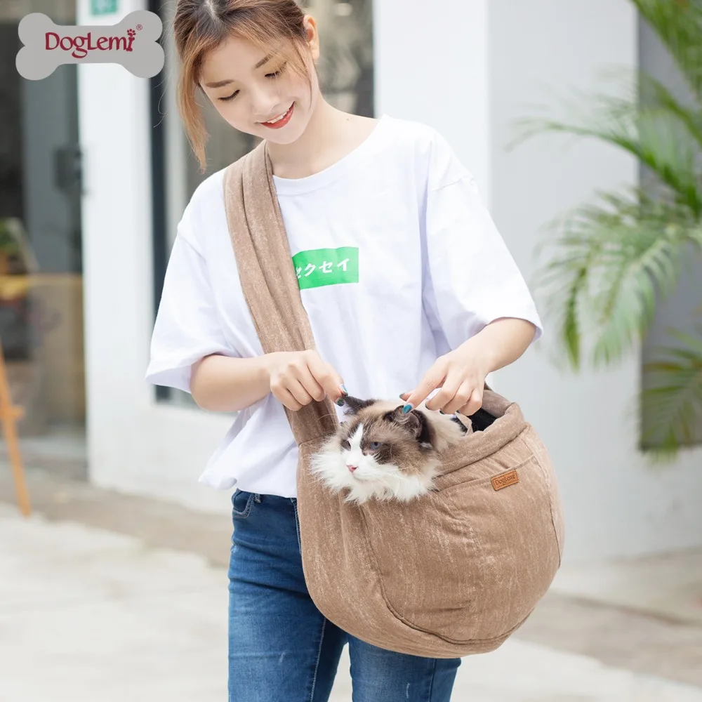 Doglemi мягкая холщовая ретро модная дизайнерская сумка для кошек собак Слинг Сумка