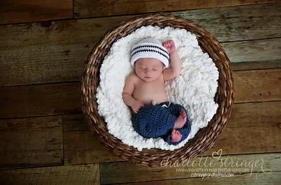 free shipping handmade Baby boys sailor hat and Pants baby Sets 100% cotton crochet Newborn photography props |