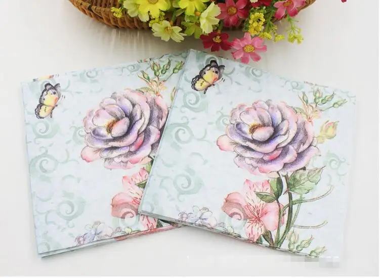 Пищевые Бумажные салфетки цветочные Праздничные из ткани для вечеринок