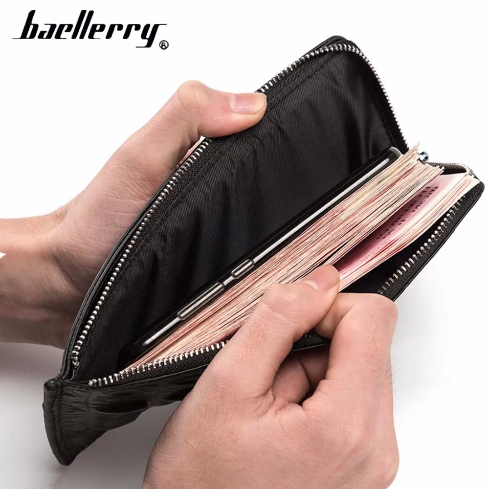 Baellerry мужские кожаные кошельки крокодиловый узор натуральная кожа кошелек для