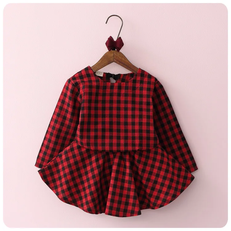 

Korean Children's Garment 2 Pieces Set Autumn New Pattern Girl Baby Lattice Base Bottoming Unlined Upper Short Skirt You Suit