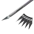 Прецизионная металлическая ручка, нож для скальпеля с 5 запасными лезвиями, DIY Художественный нож, деревянная бумага, дерево, кожа, режущий ремонт, ручные инструменты