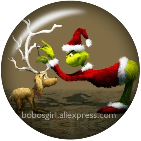 A5967 Как grinch украли рождественские стеклянные кнопки DIY ювелирные изделия круглые фото Кабошоны с плоской обратной стороной DA1162 - Окраска металла: A5967