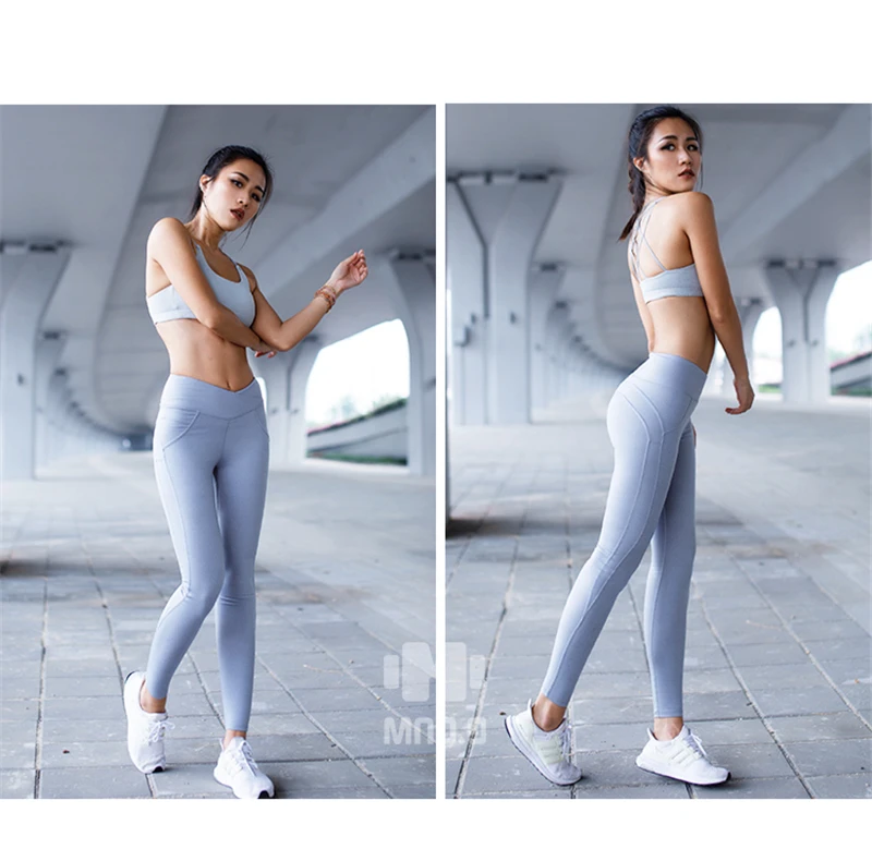 IIOHO однотонные спортивные Леггинсы женские Компрессионные M Line Butt Lift леггинсы для