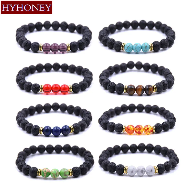 Браслеты HYHONEY и браслеты разных цветов 8 мм бусины из натурального камня