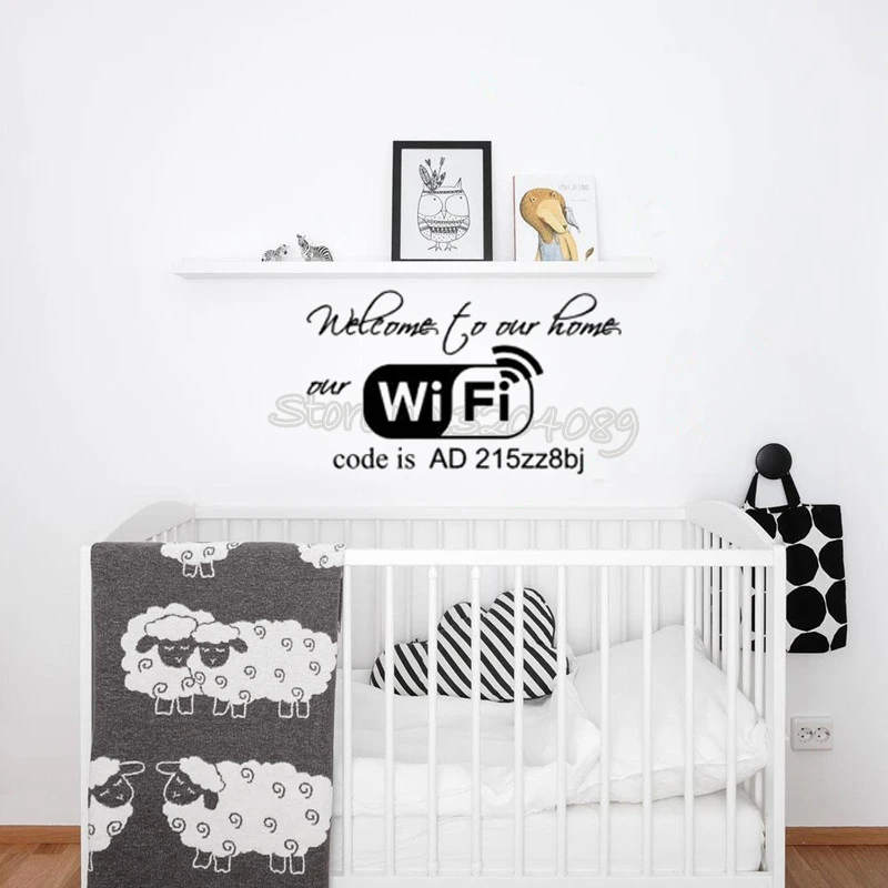 Добро пожаловать на нашу домашнюю Wi-Fi логотип наклейка стену пользовательское