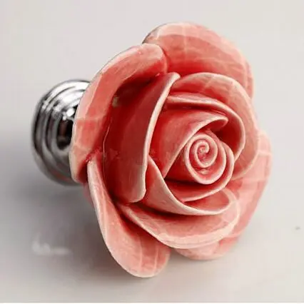 

Pink Rose Flower Dresser Knobs Ceramic Drawer Knon Pulls Handles Creative Cabinet Knobs Pull Handle Hardware