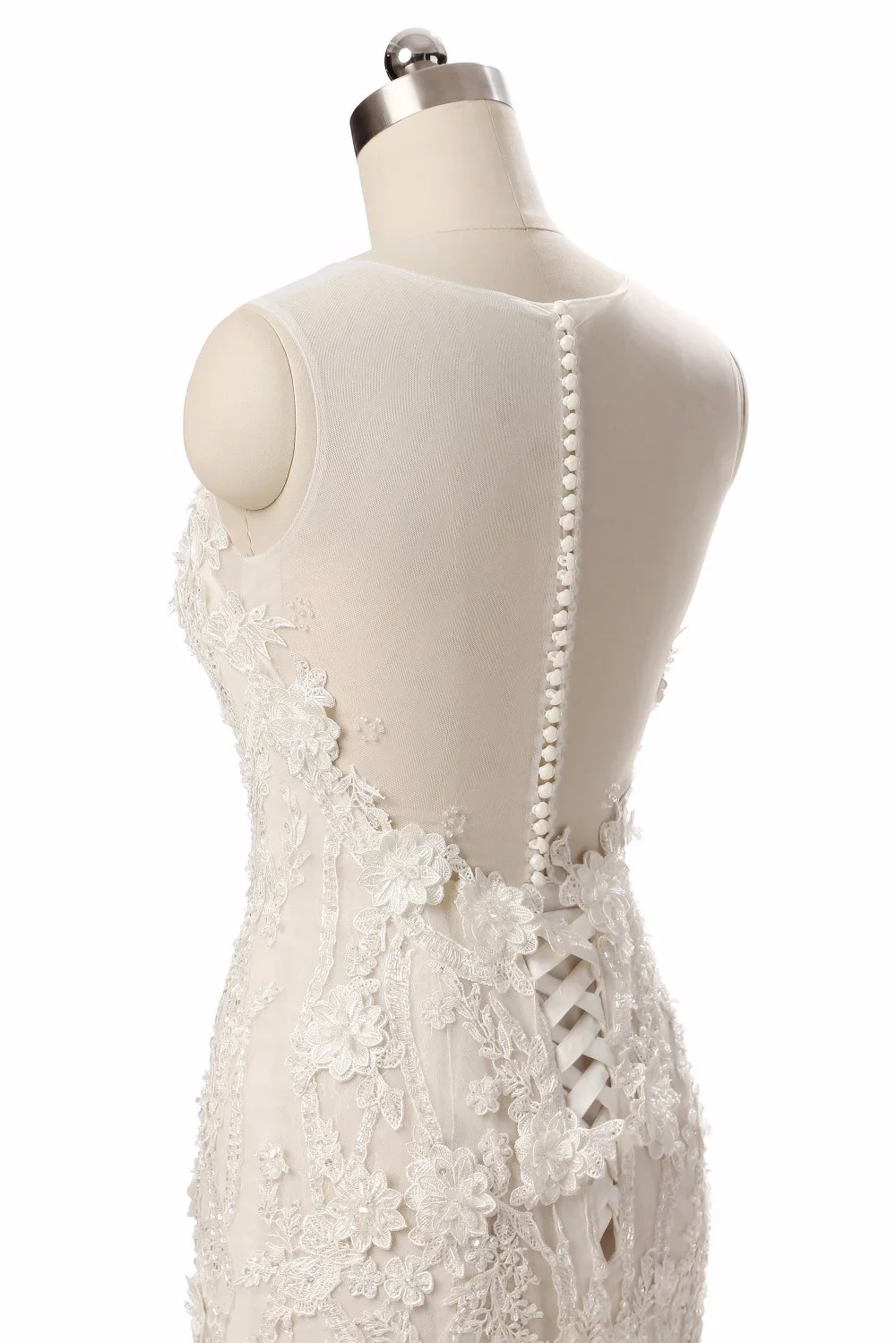 

Vestidos De Noiva Custom Made Lace Appliques Luxury Mermaid Wedding Dresses Iluusion Back Tulle Flower Bridal Gowns