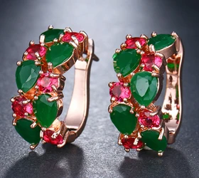 red-green-rose gold GMGYQ модные ювелирные изделия режим CZ циркония Роза Goud Мона Лиза серьги Oorbellen Voor Vrouwen вечерние ювелирные изделия - Окраска металла: red-green-rose gold
