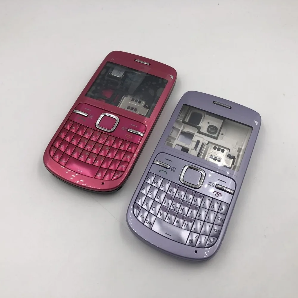 10 шт./лот полный Корпус для Nokia C3 C3-00 сзади чехол Батарея передняя крышка+ средняя рамка клавиатуры C3-00 Запасная часть