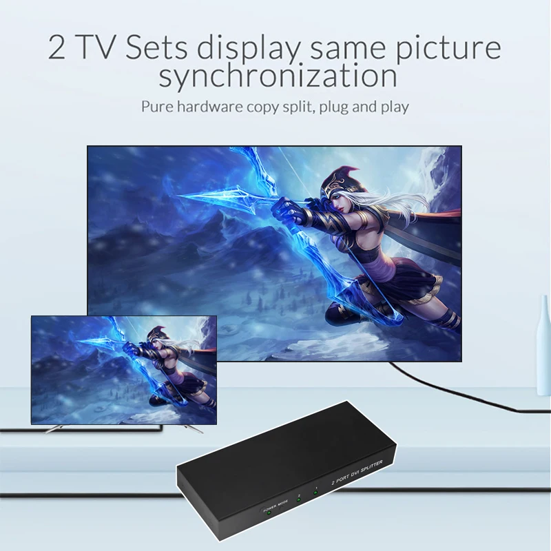 Сплиттер DVI 1X2 дистрибьютор 1 в 2 выход UHD FHD 1080P для монитора проектора компьютерной
