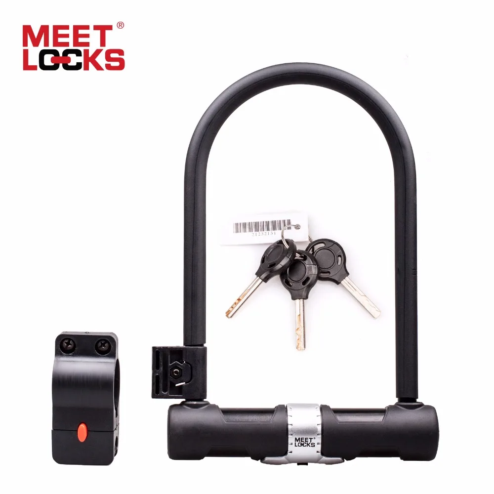

MEETLOCKS Bike U Lock Bicycle Security Bike Safety Bracket Shear Resistant Lock Convenient Lock Frame Key Bicycle Accessories