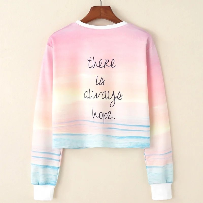 KaiTingu Women Casual Pullover Harajuku Fashion Crop Tops Long Sleeve Ladies Print Short Cropped Sweatshirt For Autumn | Женская одежда
