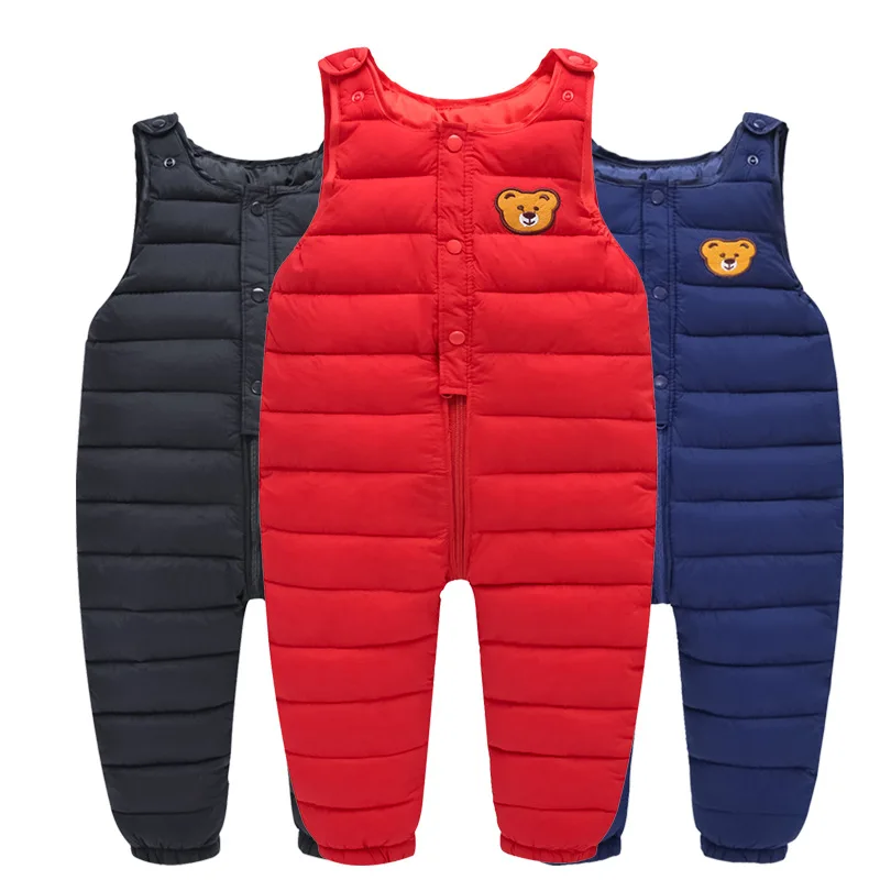 

Children Down Cotton Pants Autumn/winter Kids Baby Trousers Girls Thickened Warming Pants For Boys Straight Trousers Windproof