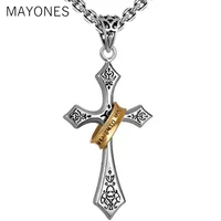 mayones cross pendant 100 real 925 sterling silver punk vintage necklace pendant men jewelry wholesale