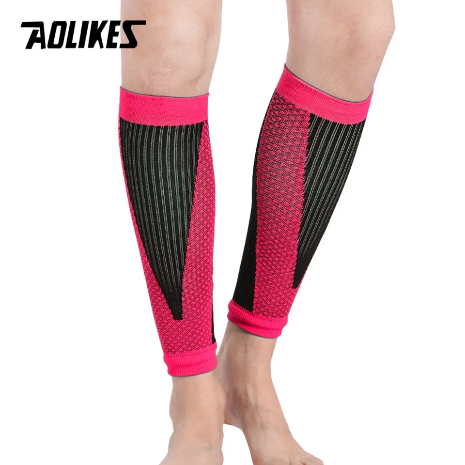 Rose AOLIKES 1 пара щитки для футбола, футбольные защитные голени для голени, Компрессионные рукава для велоспорта, бега, спорта, Защитные щитки - Цвет: Rose
