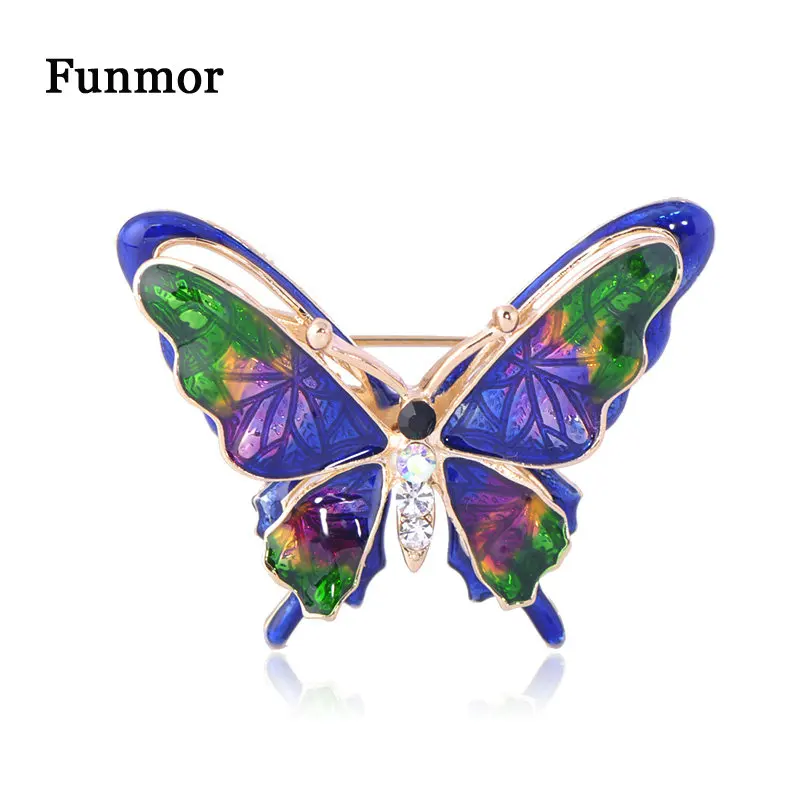Funmor Красочные бабочки эмаль шпильки циркониевая Брошь для женщин женское