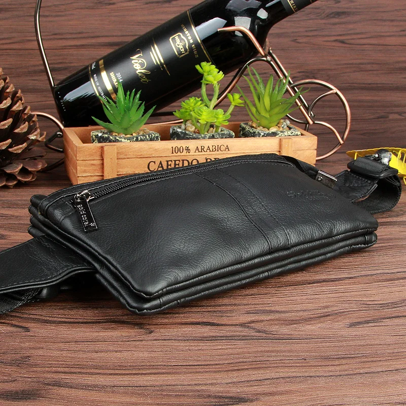 Мужская поясная сумка из натуральной кожи золотистая/Коралловая для телефона