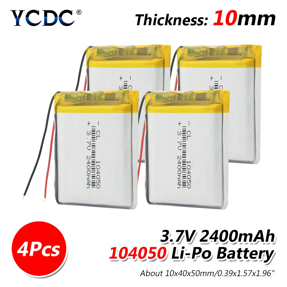 Новинка! перезаряжаемый литий-полимерный аккумулятор 104050 3,7 V 2400mAh для gps MP3 MP4 PDA, камера DIY Bateria