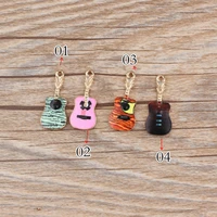 10pcslot new arrival guitar shape charm pendants alloy metal enamel charms for diy jewelry making
