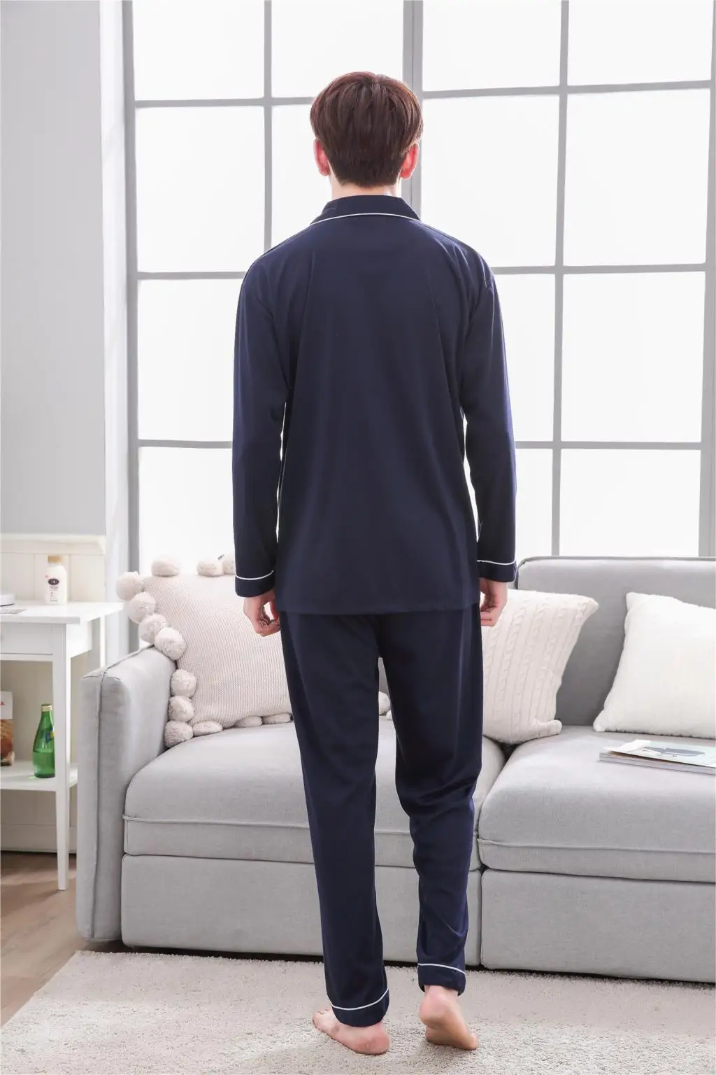 Yuzhenli/большие размеры, L-XXXL, Мужская пижама, новинка, толстый мужской пижамный комплект, хлопковый Халат, однотонная мужская пижама, зимняя одежда для сна
