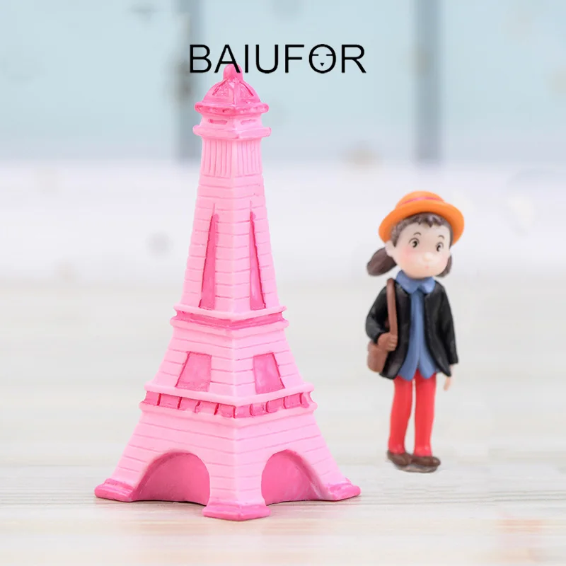 BAIUFOR Architecture розовая башня Террариум фигурки DIY Мини Сказочный Сад миниатюрные