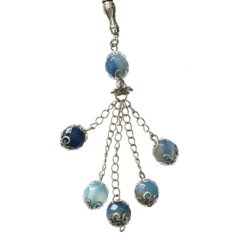 Граненые 10 мм синие полосы Агат камень молитва бусины для ручной работы стиль