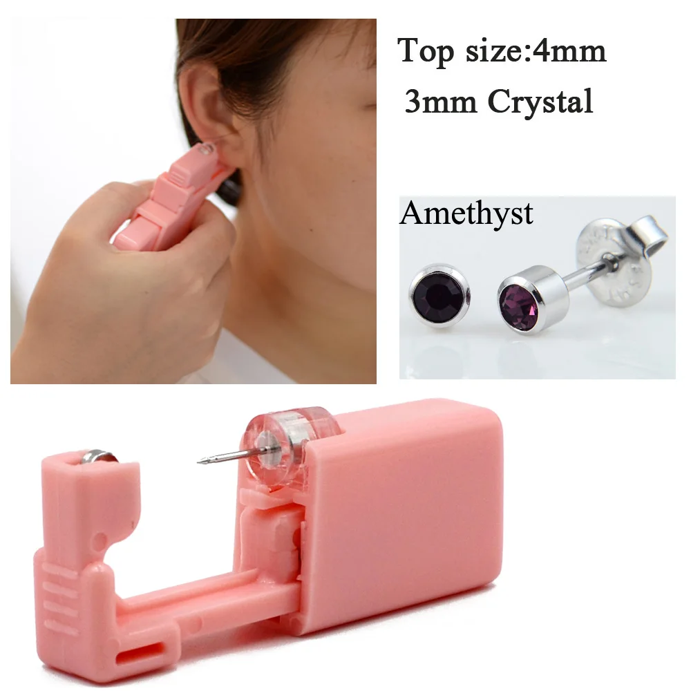 Amethyst 1 коробка/6 штук 316L нержавеющая сталь дельфинмису одноразовые безопасные ушные пирсинг пистолет стерильные Серьги Для Пирсинга Ушей пирсинг ювелирные изделия - Окраска металла: Amethyst