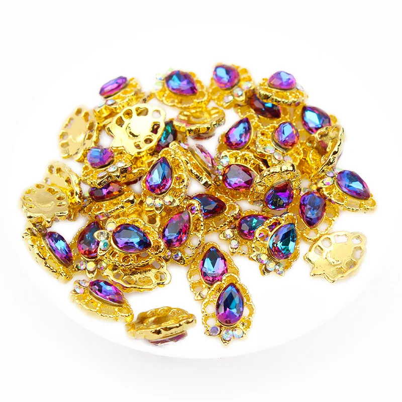 Цветные стразы украшения для ногтей драгоценный камень золотые ногти декор