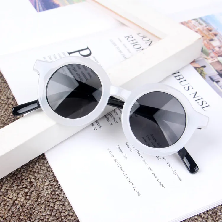 Винтажные круглые очки детские очки Oculos de sol очки для мальчиков и девочек винтажные Oculos de sol UA400 Оттенки для детей - Цвет линз: C7White Gray