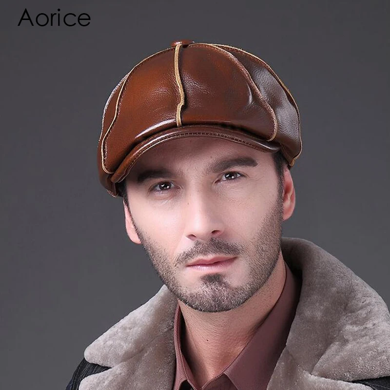 Aorice 2021 натуральная кожа коровы для мужчин с закруглёнными краями и пуговицей