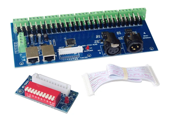 DMX 27CH RJ45 DIPC led dimmer 27 канала LED DMX512 декодер RGB контроллер для светодиодные полосы