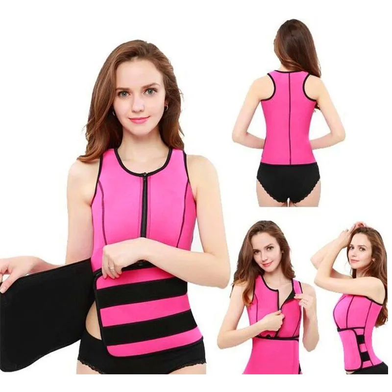 Неопрен body shaper фирмы молния пот Топ Без Рукавов женские груди emhancer для похудения