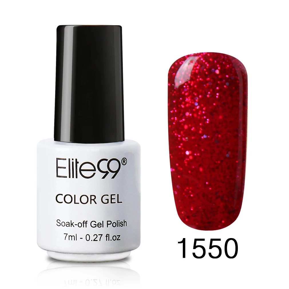 1550 Glitter Fushia Elite99 7 мл чистый цвет Лак полуперманентный великолепный лак-эмаль для ногтей замачиваемый УФ светодиодный лак для ногтей - Цвет: 1550 Glitter Fushia