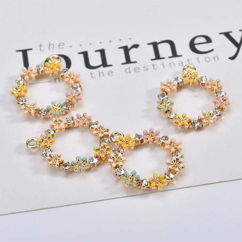 Diy ручной работы сплав Материал маленькие свежие жемчужные цветы круглые серьги