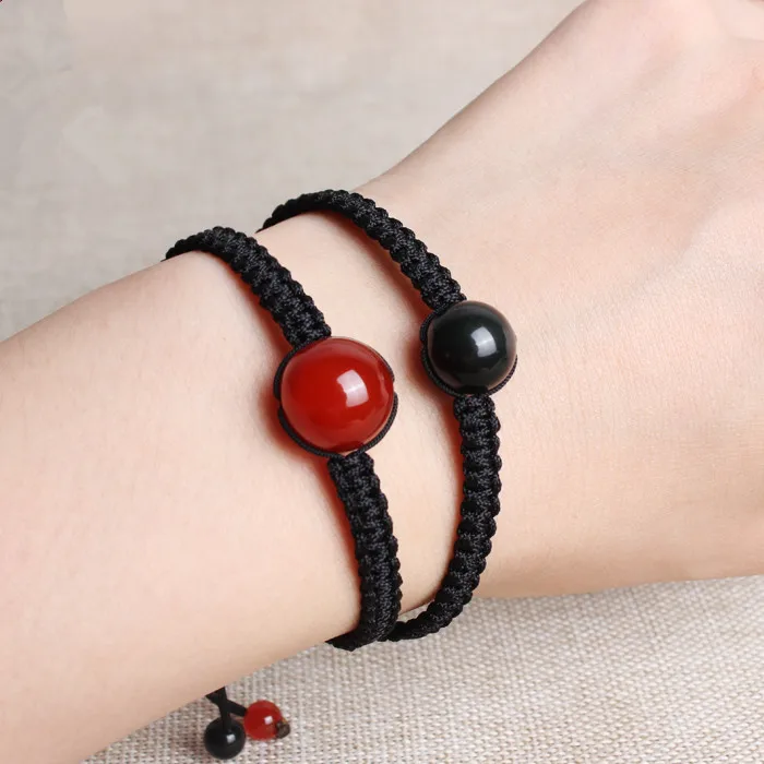 Прямая доставка обсидиан красный Агаты круглый Бусины ручной работы & браслет