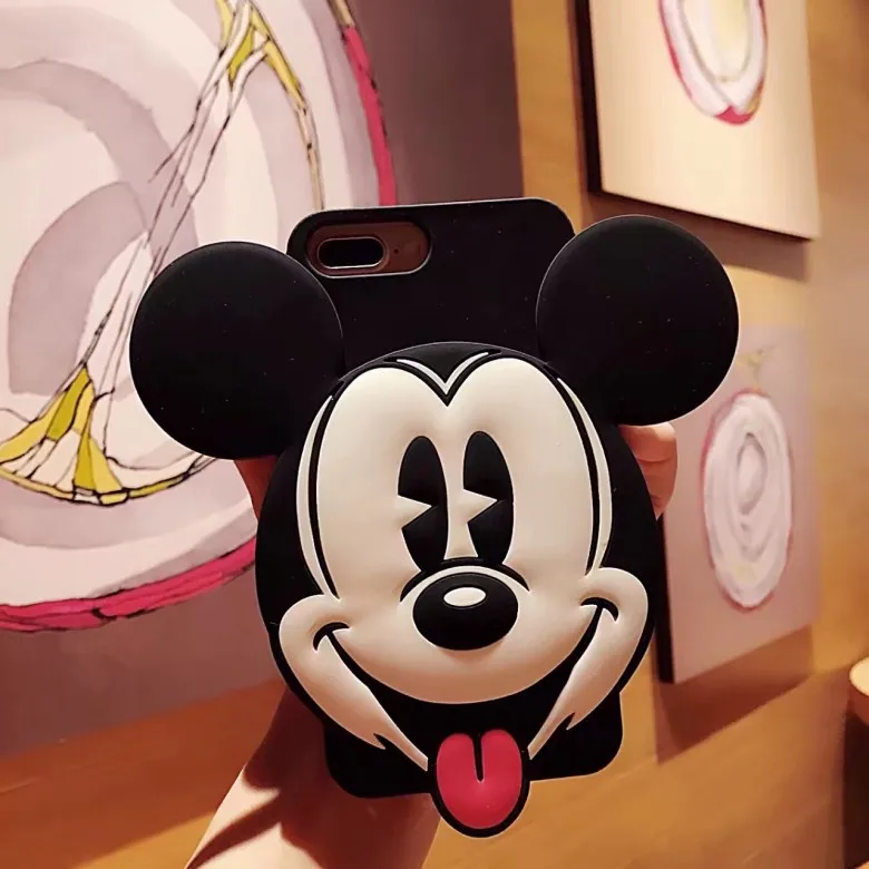Милый 3D Микки и Минни Маус Мягкий силиконовый чехол для iphone X 6 6s плюс 7 8 плюс прекрасный Для женщин телефон резиновый чехол-Обложка iphone 7 8 plus