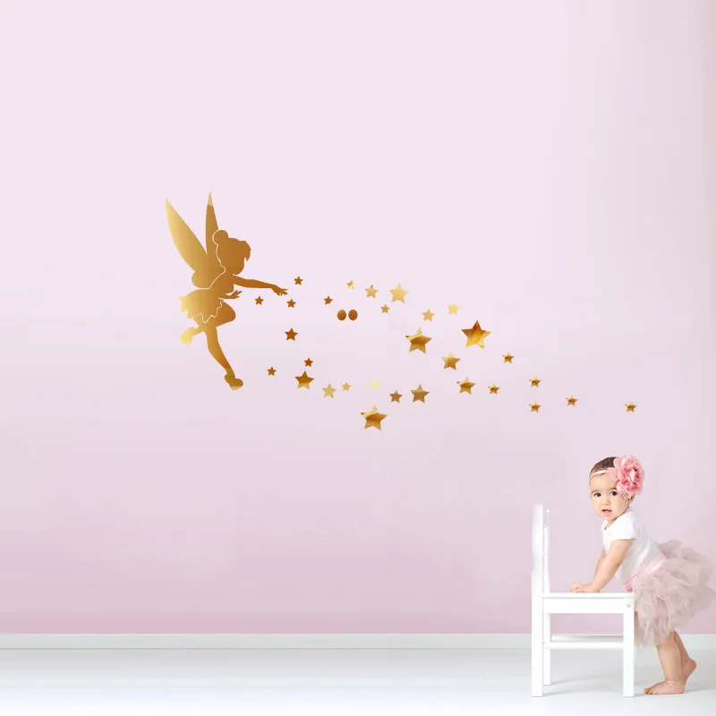 KEDODE 3DMirror Surface Acrylic Wall Stickers Magic Angel For Children's Room Creative Decoration High-quality HD Mirror | Дом и сад