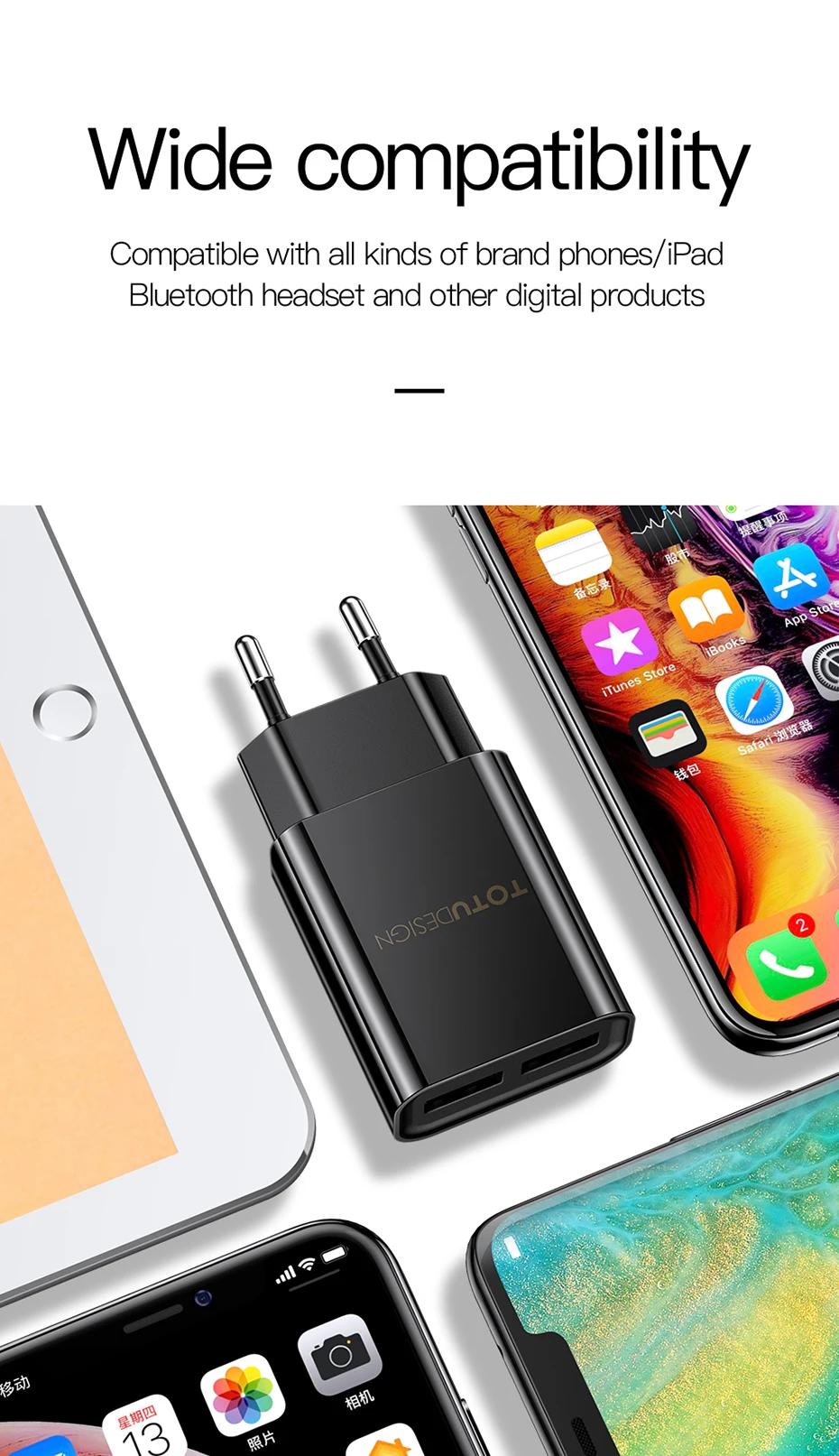 2.4A зарядное устройство для телефона 2 порта USB для iPhone X Xs Max двойной настенный адаптер для быстрой зарядки EU US для Xiaomi samsung huawei