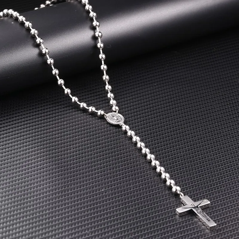 Rosunion Rosary длинное католическое ожерелье с распятиями из нержавеющей стали 6 мм