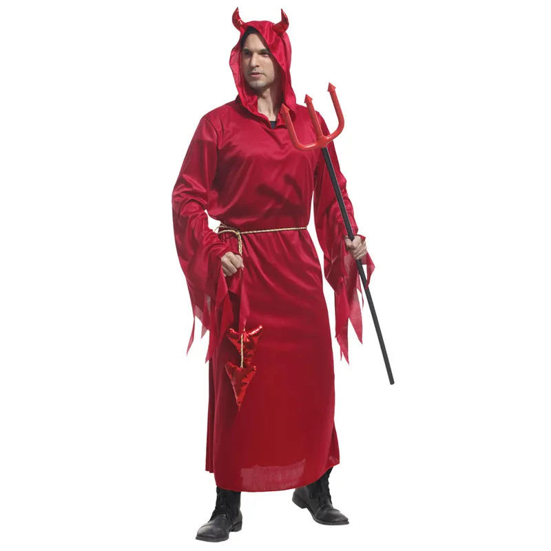 Adult Man Red Devil Halloween Costumes for Christmas Carnival Cos Masquerade Fancy Dress Clothing Evil Cosplay Clothes | Тематическая
