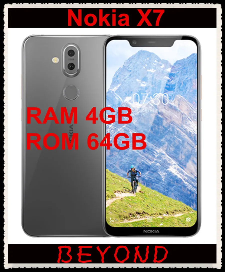 Nokia X7, 4 Гб ОЗУ, 64 Гб ПЗУ, две sim-карты, разблокированный Android мобильный телефон, LTE 6,18 '', 3 камеры, четыре ядра, 3500 мАч, отпечаток пальца, Snapdragon 710
