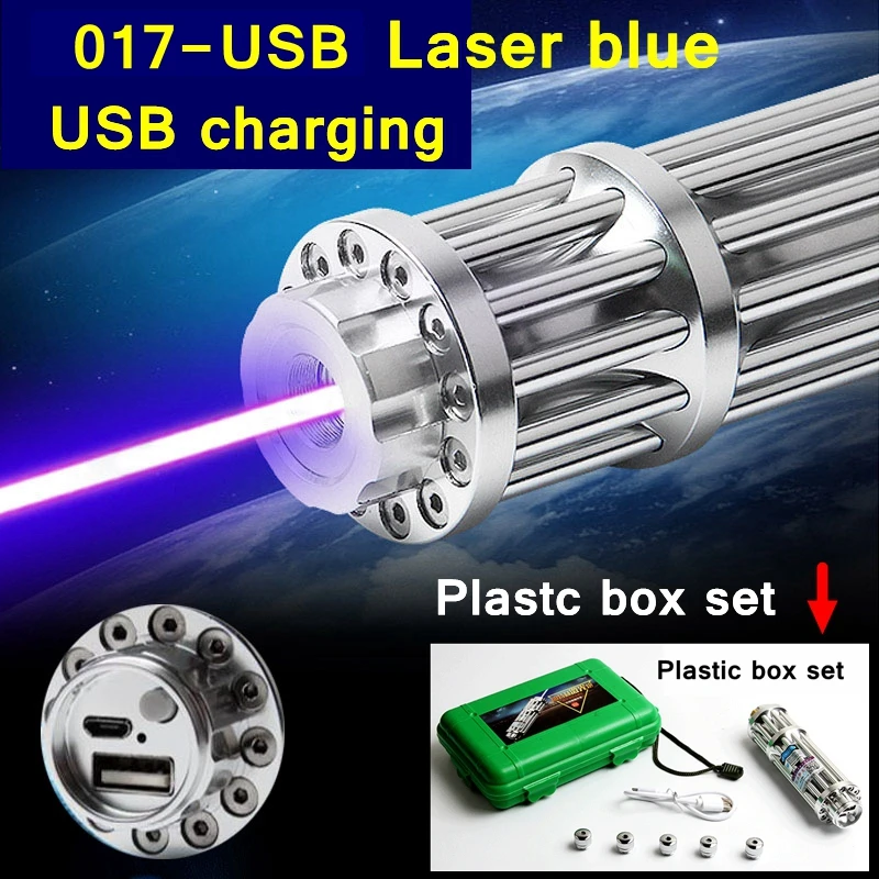 ReadStar 017 USB высокая яркость Синяя лазерная указка ручка зарядка батарея установлен