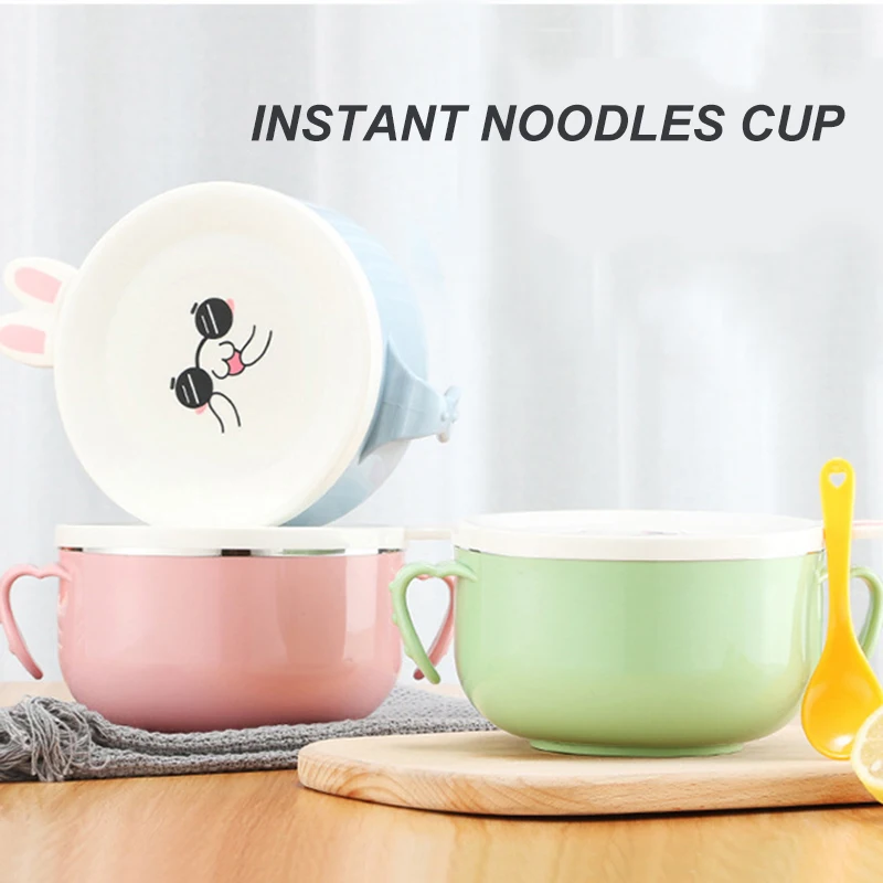 Милый мультфильм из нержавеющей стали Ланч бокс фаст фуд чашка чаша для лапши