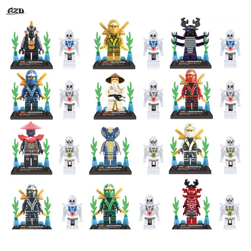 12 шт./лот Скелет Солдат Цифры сборки Кирпичи Строительные Конструкторы Комплекты