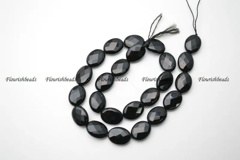 Граненые бусины из натурального чистого черного оникса агата плоские овальные