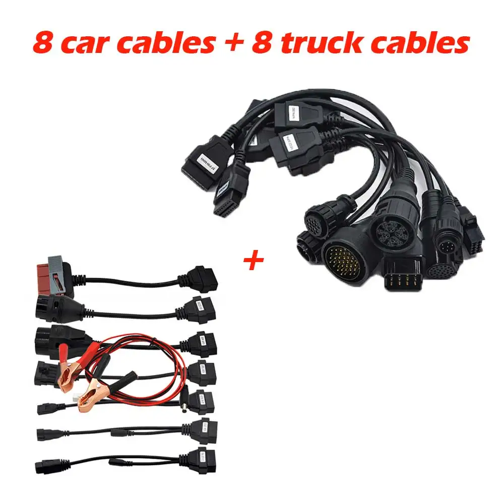 car and truck cables Полный комплект 8 CDP TCS Pro автомобильные кабели OBD/OBD2 диагностический инструмент разъем для мультибрендовых автомобилей профессиональный авто кабель автомобильный интерфейс - Цвет: car and truck cables