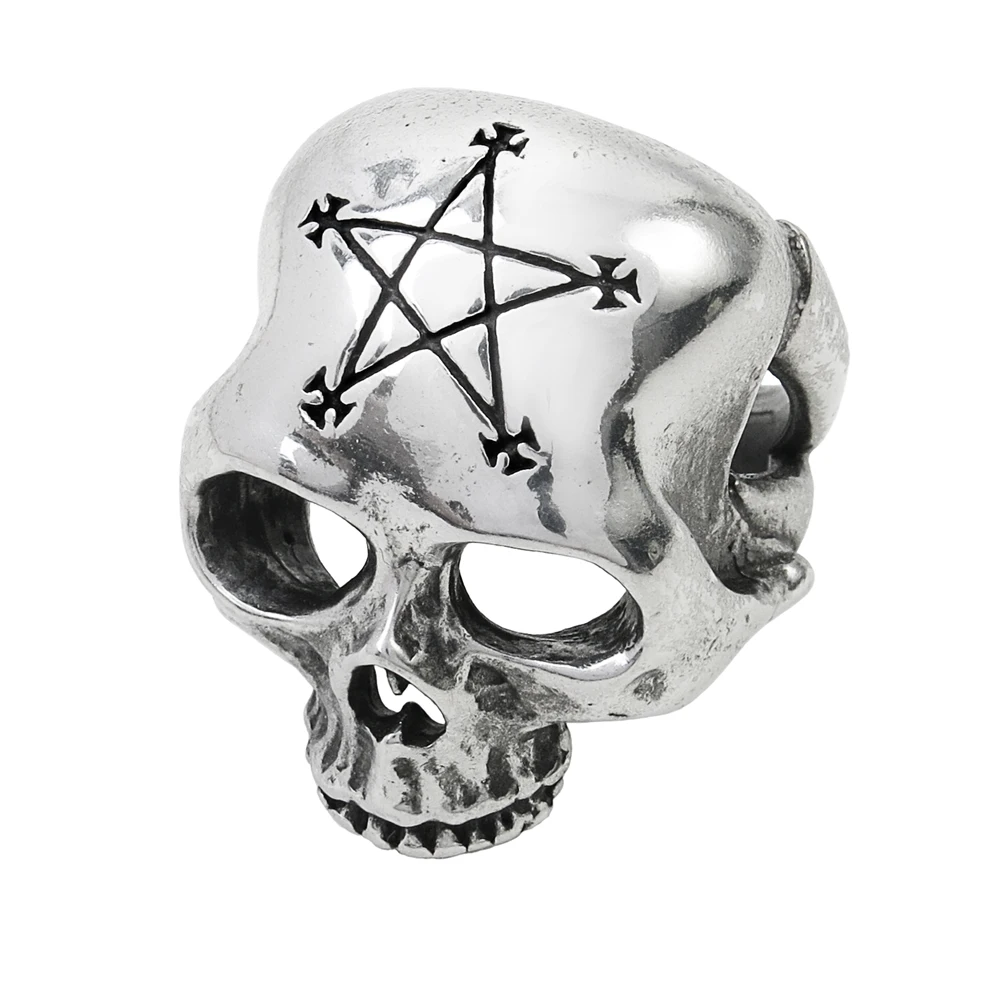 

2018 Gothic Silver Gray Metalwear Ring Retro Skull Five-pointed Star Rings Handspan Ring Retro Party Necrogram Ring