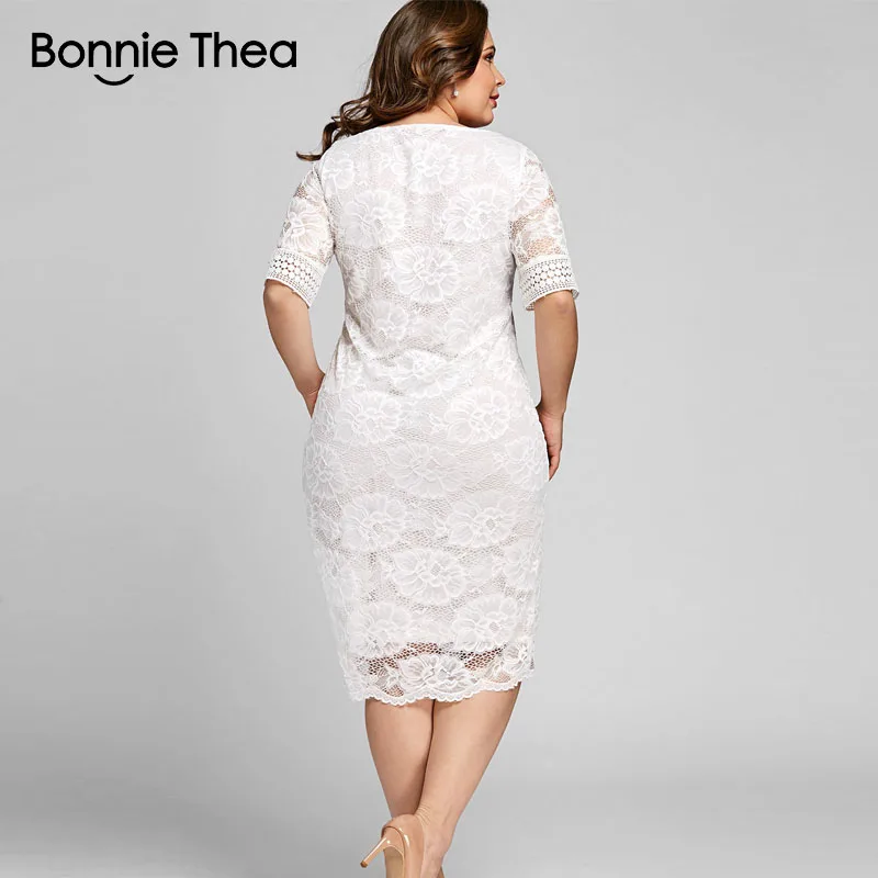 Женское кружевное платье Bonnie thea Белое Облегающее большого размера для вечерние